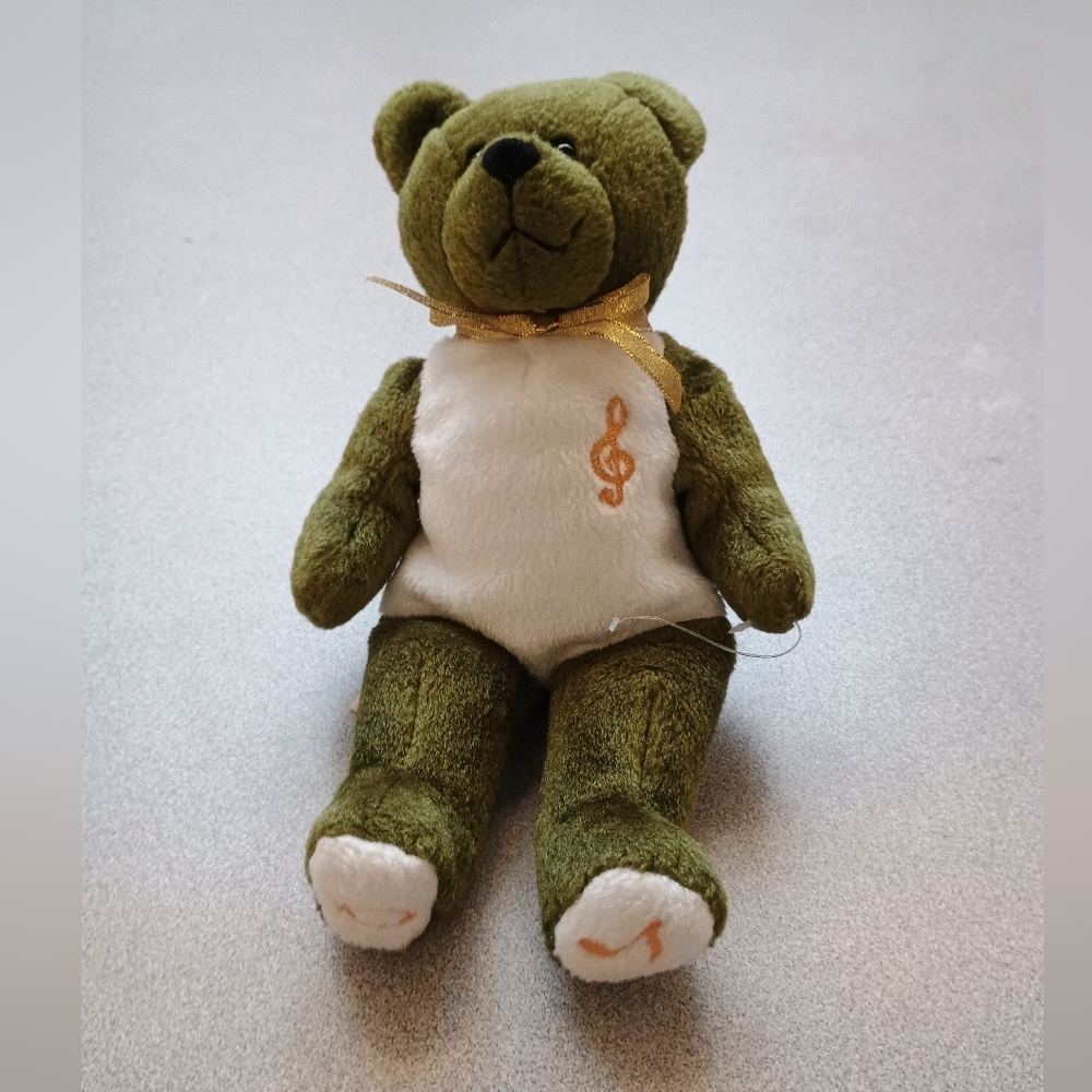 The Original Holy Bears Beanie Bear Sitting Green & White Plush Stuffed Animal - Picture 2 of 10